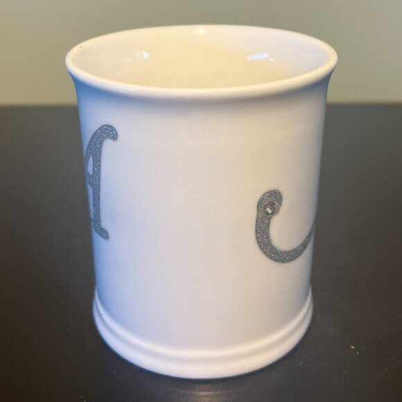 I. Godinger & Co. Glittery Silver Letter A Initial Monogram Mug  w/ Rhinestone - Picture 4 of 9